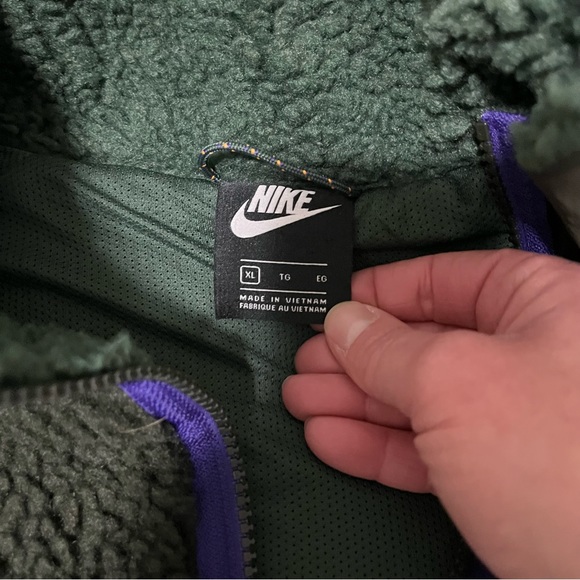 Nike Heritage Sherpa Fleece Zip Up Jacket Green size XLarge - Picture 12 of 16